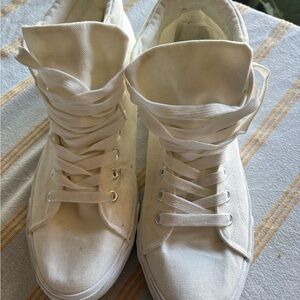 Classic White Canvas High-Top Sneakers